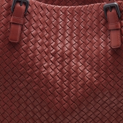 Pre Owned Bottega Veneta Brick Red Intrecciato Leather Large Cesta Tote