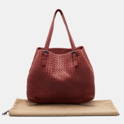 Pre Owned Bottega Veneta Brick Red Intrecciato Leather Large Cesta Tote