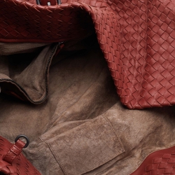 Pre Owned Bottega Veneta Brick Red Intrecciato Leather Large Cesta Tote