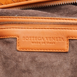 Pre Owned Bottega Veneta Orange Intrecciato Leather Maxi Convertible Tote