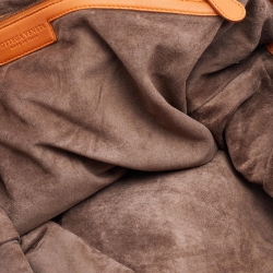 Pre Owned Bottega Veneta Orange Intrecciato Leather Maxi Convertible Tote