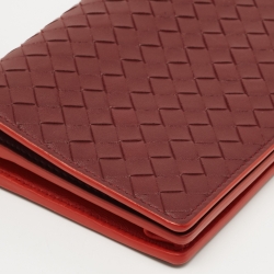 Pre Owned Bottega Veneta Burgundy/Orange Leather Crossbody Bag