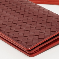 Pre Owned Bottega Veneta Burgundy/Orange Leather Crossbody Bag