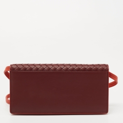 Pre Owned Bottega Veneta Burgundy/Orange Leather Crossbody Bag