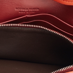 Pre Owned Bottega Veneta Burgundy/Orange Leather Crossbody Bag