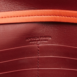 Pre Owned Bottega Veneta Burgundy/Orange Leather Crossbody Bag