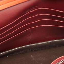 Pre Owned Bottega Veneta Burgundy/Orange Leather Crossbody Bag