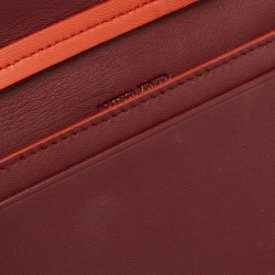 Pre Owned Bottega Veneta Burgundy/Orange Leather Crossbody Bag