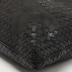 Pre Owned Bottega Veneta Black Intrecciato Leather Farfalle Draw String Bag