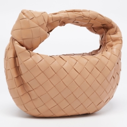 Bottega Veneta Almond Gold Intrecciato Leather Mini Jodie Hobo