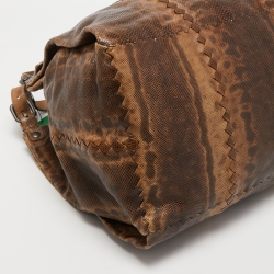 Pre Owned Bottega Veneta Brown Karung Leather Tote