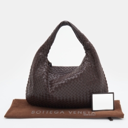 Pre Owned Bottega Veneta Dark Brown Intrecciato Leather Medium Veneta Hobo