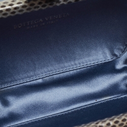 Pre Owned Bottega Veneta Blue Satin and Water Snake Trim Knot Clutch