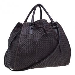 Pre Owned Bottega Veneta Brown Leather Large Intrecciato Hobo