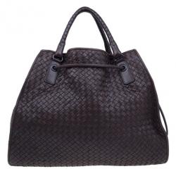 Pre Owned Bottega Veneta Brown Leather Large Intrecciato Hobo