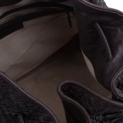 Pre Owned Bottega Veneta Brown Leather Large Intrecciato Hobo