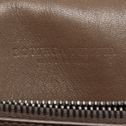 Pre Owned Bottega Veneta Dark Grey Intrecciato Leather Flap Shoulder Bag