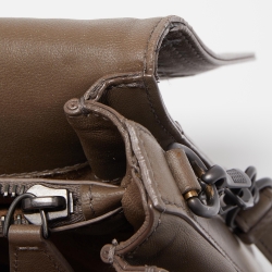 Pre Owned Bottega Veneta Dark Grey Intrecciato Leather Flap Shoulder Bag