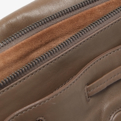 Pre Owned Bottega Veneta Dark Grey Intrecciato Leather Flap Shoulder Bag