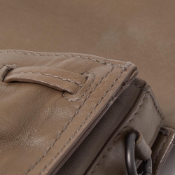 Pre Owned Bottega Veneta Dark Grey Intrecciato Leather Flap Shoulder Bag