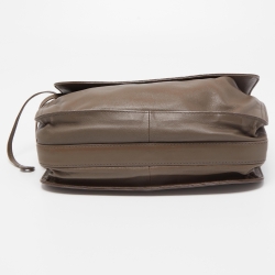 Pre Owned Bottega Veneta Dark Grey Intrecciato Leather Flap Shoulder Bag