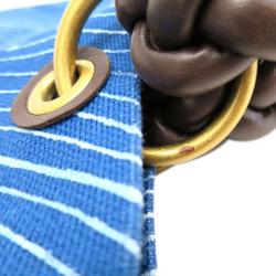 Pre Owned Bottega Veneta Blue Canvas Shopper Tote