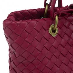 Pre Owned Bottega Veneta Red Woven Leather Tote