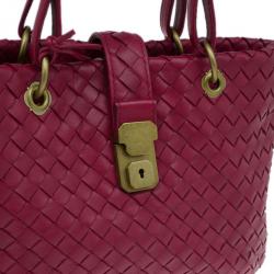 Pre Owned Bottega Veneta Red Woven Leather Tote