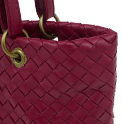 Pre Owned Bottega Veneta Red Woven Leather Tote