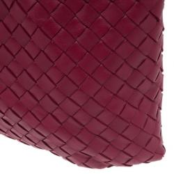 Pre Owned Bottega Veneta Red Woven Leather Tote