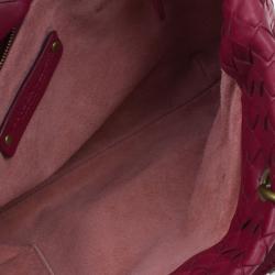 Pre Owned Bottega Veneta Red Woven Leather Tote