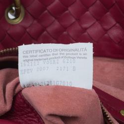 Pre Owned Bottega Veneta Red Woven Leather Tote