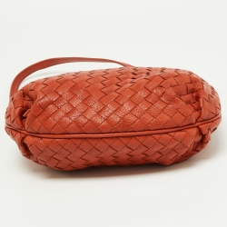 Pre Owned Bottega Veneta Brown Rust Intrecciato Leather Crossbody Bag