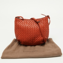 Pre Owned Bottega Veneta Brown Rust Intrecciato Leather Crossbody Bag