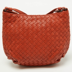 Pre Owned Bottega Veneta Brown Rust Intrecciato Leather Crossbody Bag