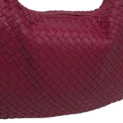 Pre Owned Bottega Veneta Pink Lambskin Medium Intrecciato Hobo
