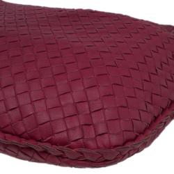 Pre Owned Bottega Veneta Pink Lambskin Medium Intrecciato Hobo