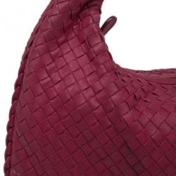 Pre Owned Bottega Veneta Pink Lambskin Medium Intrecciato Hobo