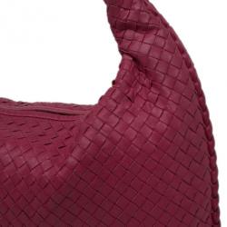 Pre Owned Bottega Veneta Pink Lambskin Medium Intrecciato Hobo