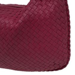 Pre Owned Bottega Veneta Pink Lambskin Medium Intrecciato Hobo