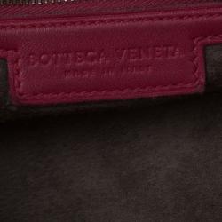 Pre Owned Bottega Veneta Pink Lambskin Medium Intrecciato Hobo