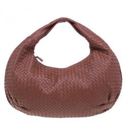 Pre Owned Bottega Veneta Brown Leather Large Intrecciato Hobo