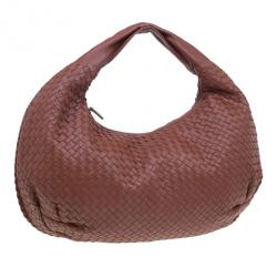 Pre Owned Bottega Veneta Brown Leather Large Intrecciato Hobo