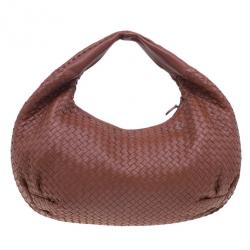 Pre Owned Bottega Veneta Brown Leather Large Intrecciato Hobo