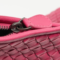 Pre Owned Bottega Veneta Pink Intrecciato Leather Medium Veneta Hobo