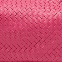 Pre Owned Bottega Veneta Pink Intrecciato Leather Medium Veneta Hobo
