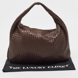 Pre Owned Bottega Veneta Choco Brown Intrecciato Leather Veneta Hobo