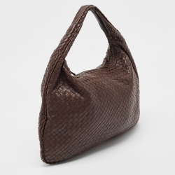 Pre Owned Bottega Veneta Choco Brown Intrecciato Leather Veneta Hobo