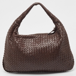 Pre Owned Bottega Veneta Choco Brown Intrecciato Leather Veneta Hobo