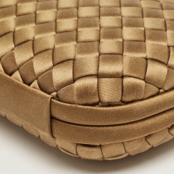 Pre Owned Bottega Veneta Brown Intrecciato Satin Knot Clutch